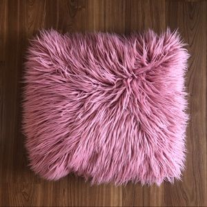 pink fuzzy accent pillow